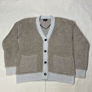 Line Wool Mohair Blend Cardigan Men's Small Deep Pile Sherpa Super Soft